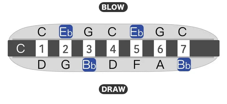 BabyFat 7 Hole Blues Harmonica
