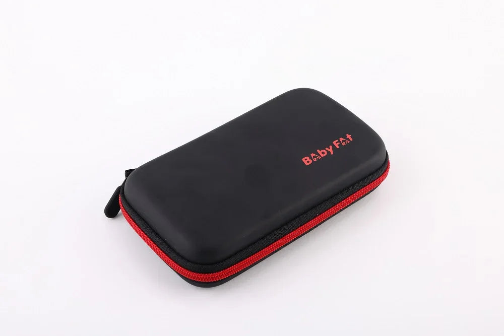 Black harmonica case with red zipper and Baby Fat logo